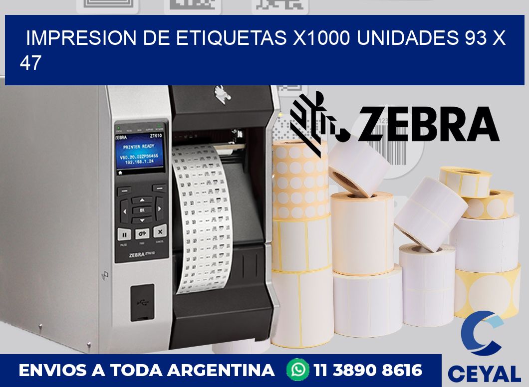 Impresion de etiquetas x1000 unidades 93 x 47