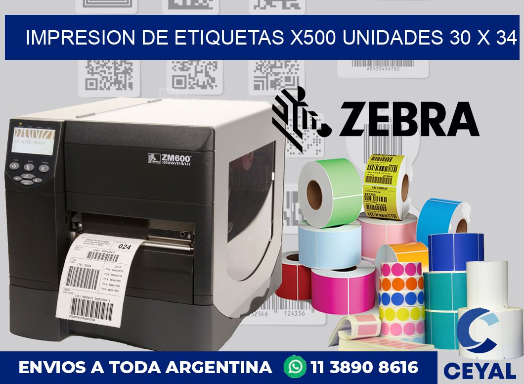 Impresion de etiquetas x500 unidades 30 x 34