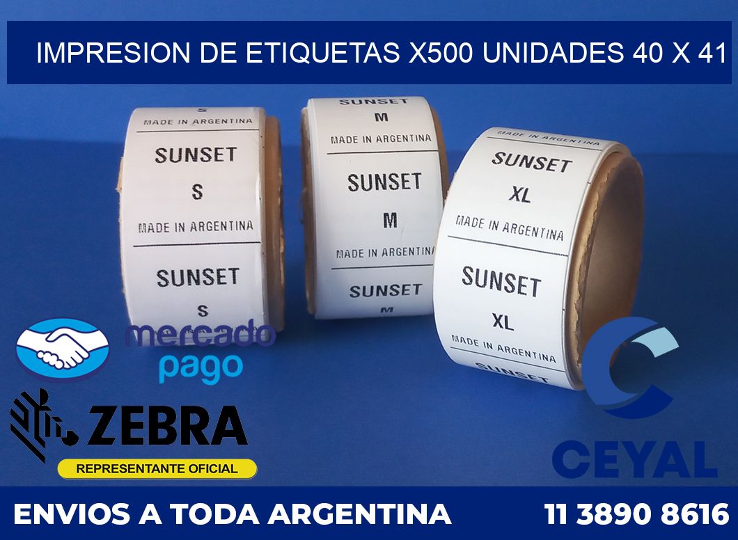 Impresion de etiquetas x500 unidades 40 x 41