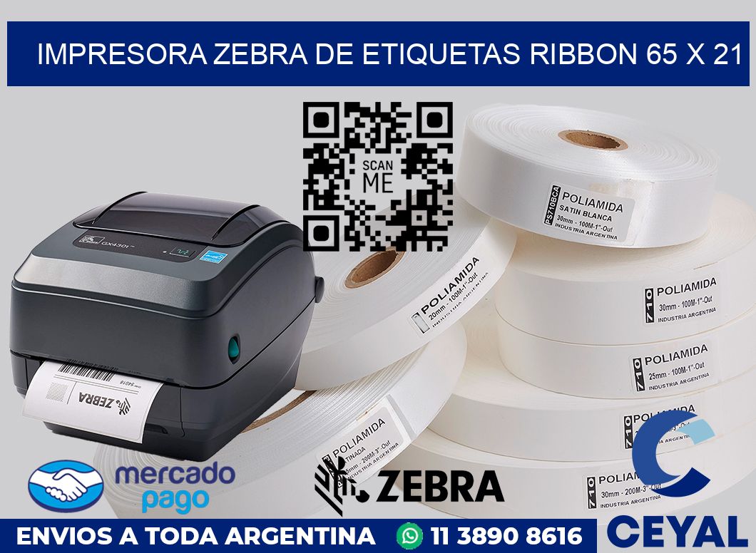 Impresora Zebra de etiquetas ribbon 65 x 21