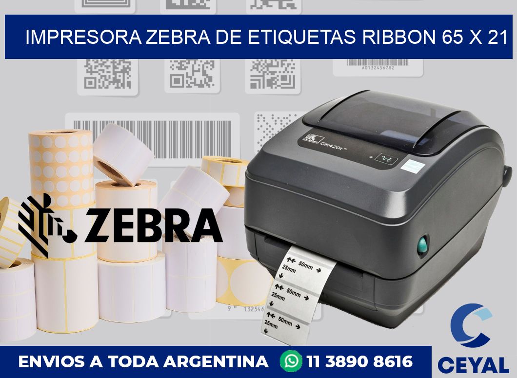 Impresora Zebra de etiquetas ribbon 65 x 21