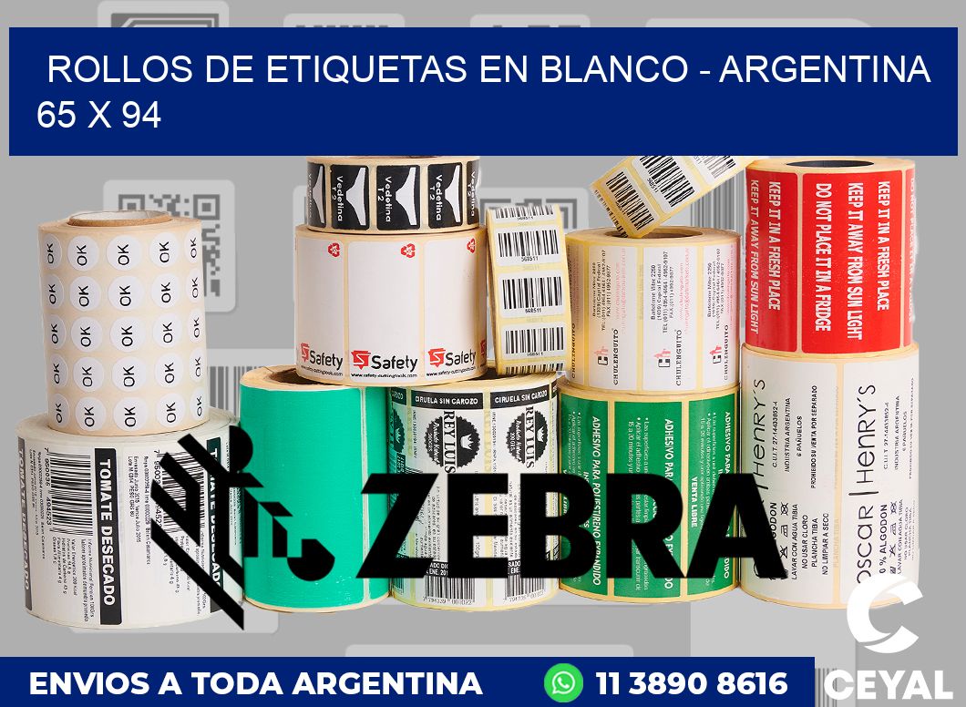 Rollos de etiquetas en blanco - Argentina 65 x 94