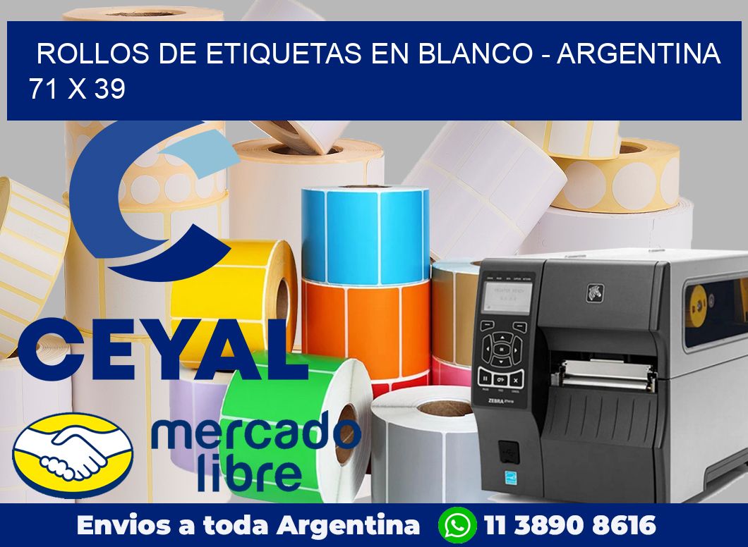 Rollos de etiquetas en blanco – Argentina 71 x 39