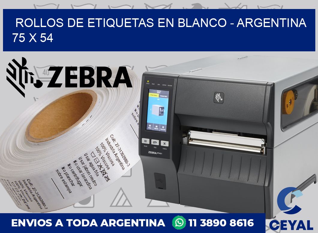 Rollos de etiquetas en blanco - Argentina 75 x 54