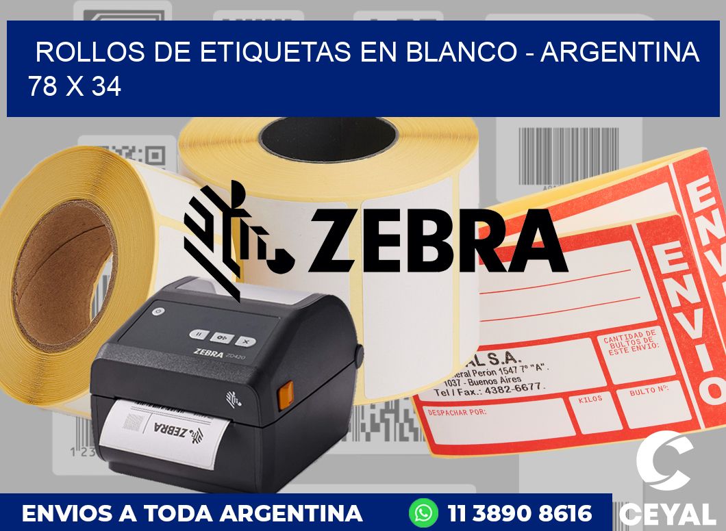 Rollos de etiquetas en blanco - Argentina 78 x 34