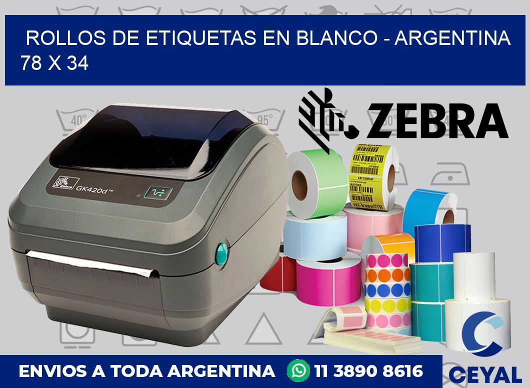 Rollos de etiquetas en blanco – Argentina 78 x 34