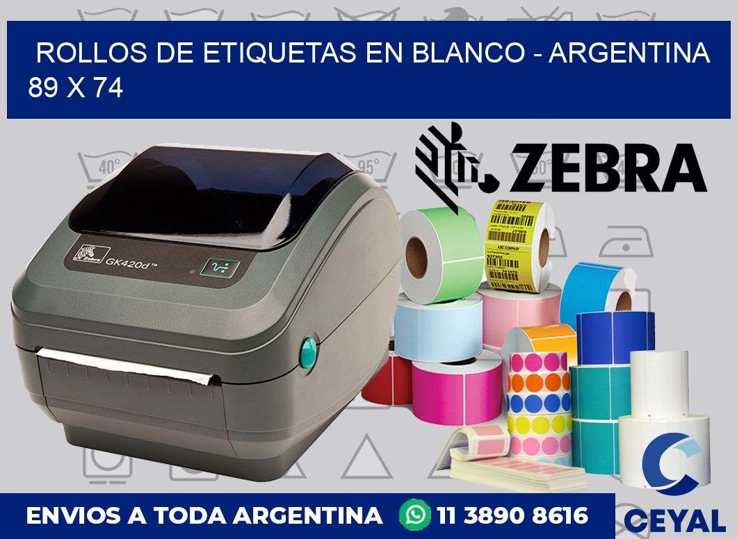 Rollos de etiquetas en blanco – Argentina 89 x 74