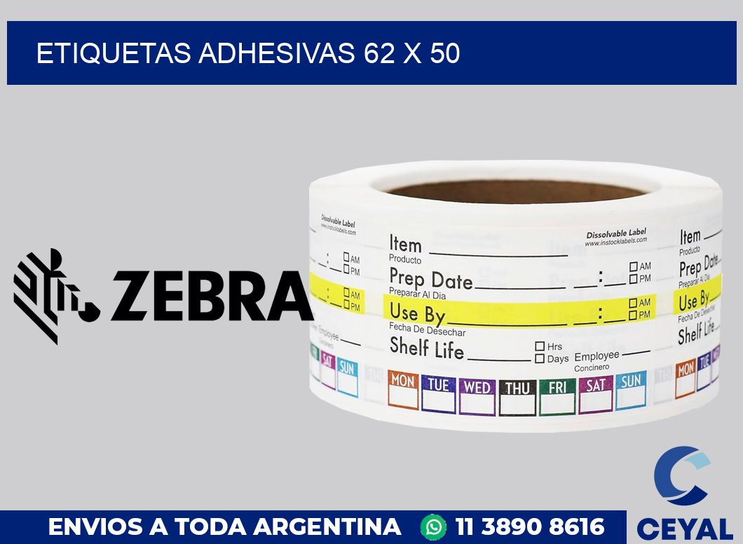 etiquetas adhesivas 62 x 50