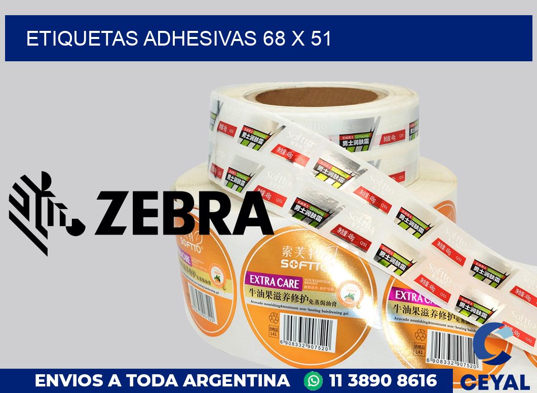 etiquetas adhesivas 68 x 51