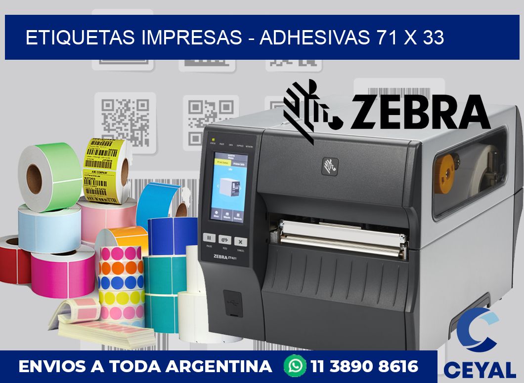 etiquetas impresas - Adhesivas 71 x 33