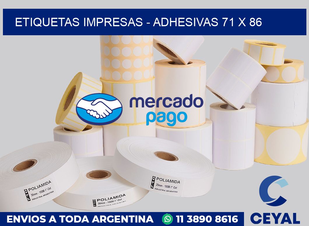 etiquetas impresas - Adhesivas 71 x 86
