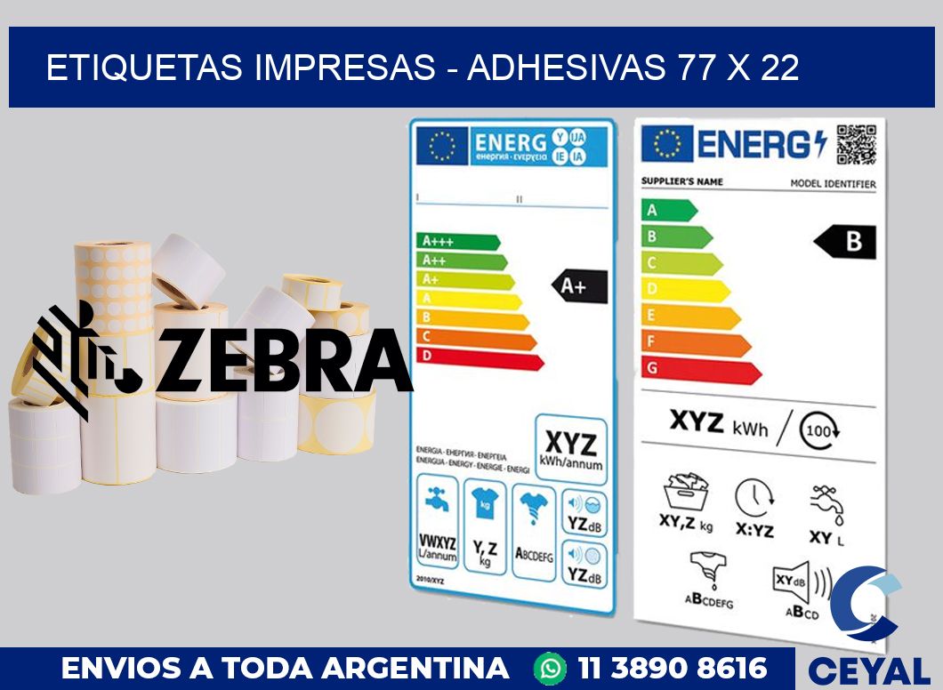 etiquetas impresas - Adhesivas 77 x 22