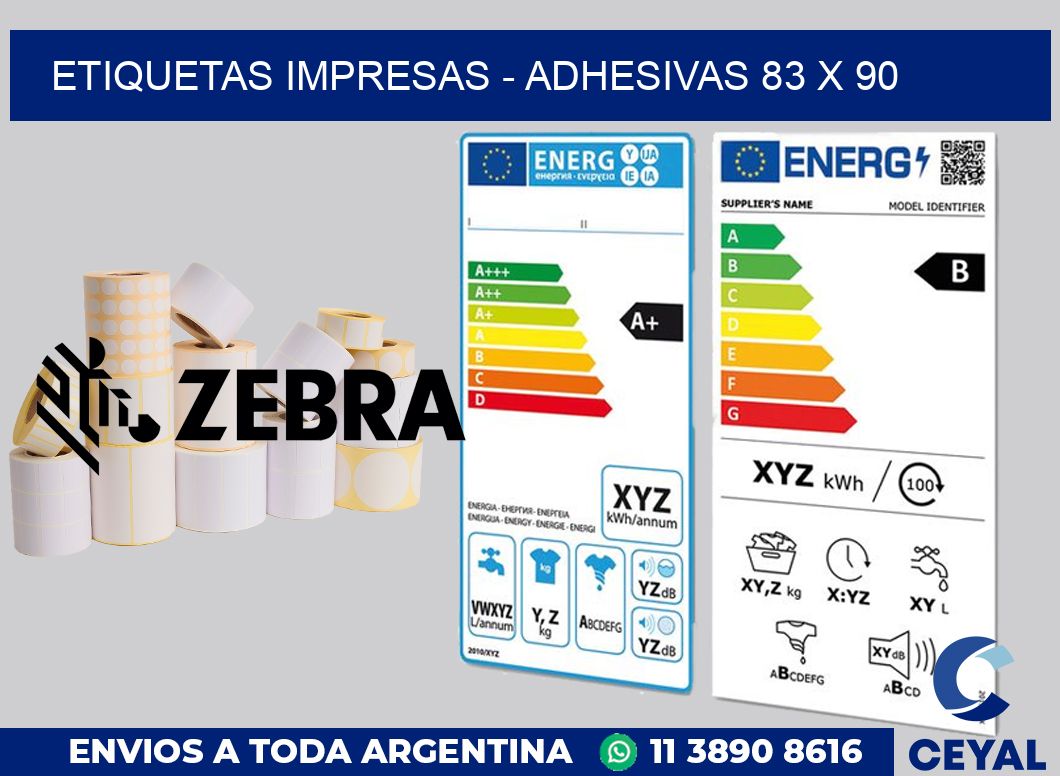 etiquetas impresas - Adhesivas 83 x 90