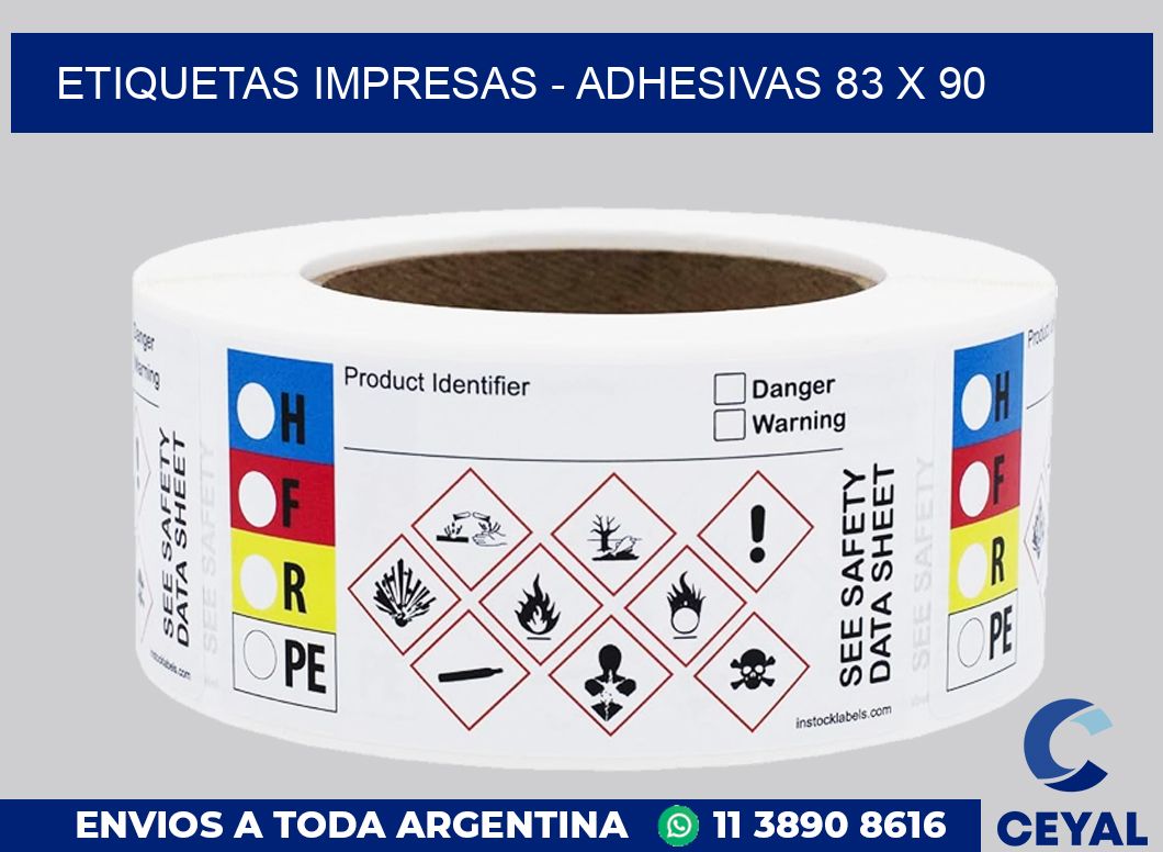 etiquetas impresas – Adhesivas 83 x 90