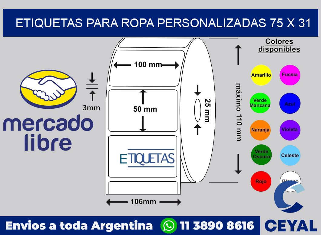 etiquetas para ropa personalizadas 75 x 31