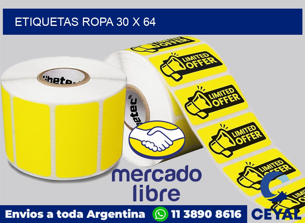 etiquetas ropa 30 x 64