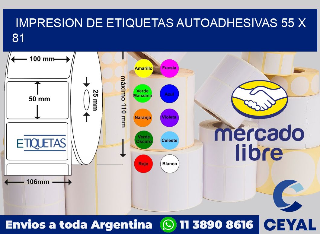 impresion de etiquetas autoadhesivas 55 x 81