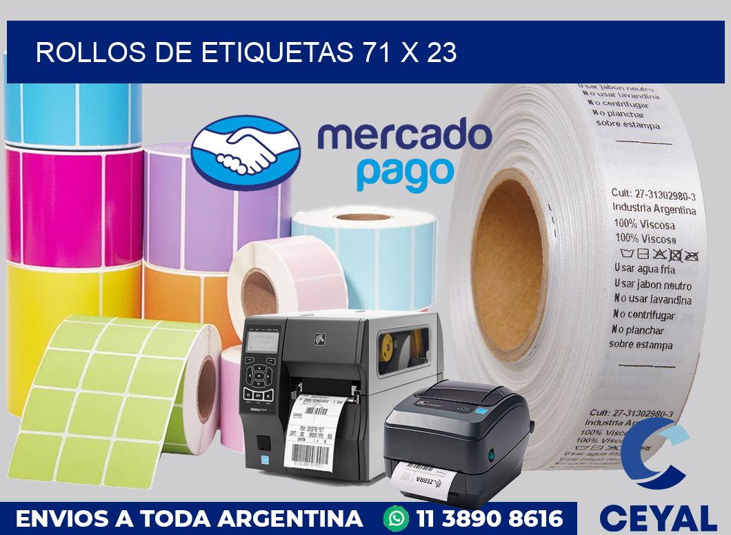 rollos de etiquetas 71 x 23