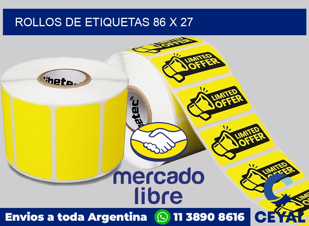 rollos de etiquetas 86 x 27