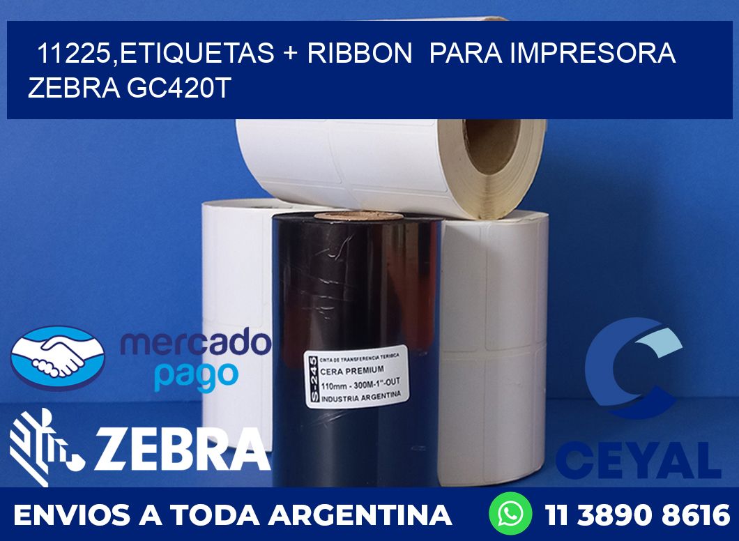 11225,etiquetas + ribbon  para impresora zebra GC420T