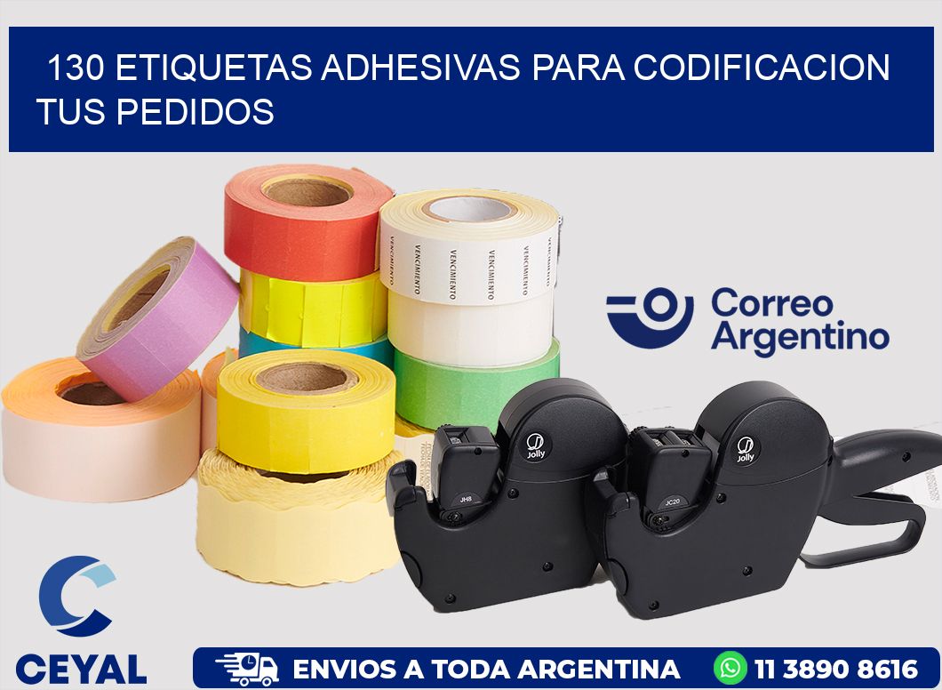 130 ETIQUETAS ADHESIVAS PARA CODIFICACION TUS PEDIDOS