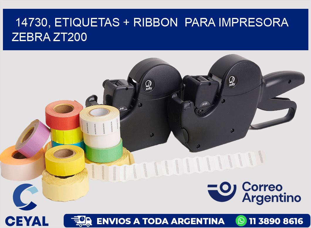 14730, etiquetas + ribbon  para impresora zebra ZT200