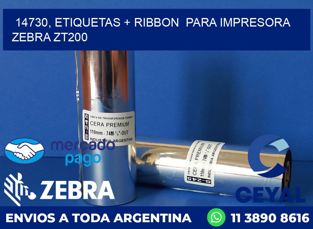 14730, etiquetas + ribbon  para impresora zebra ZT200