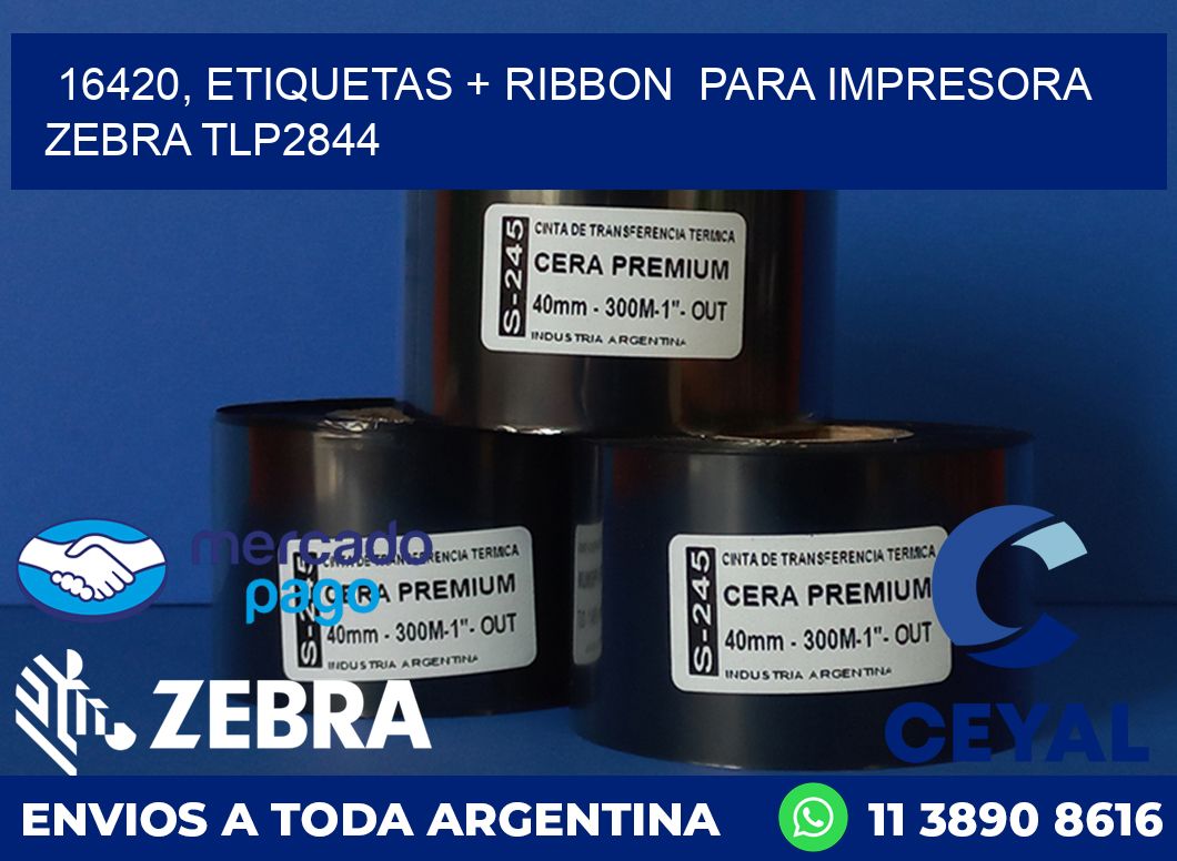16420, etiquetas + ribbon  para impresora zebra TLP2844