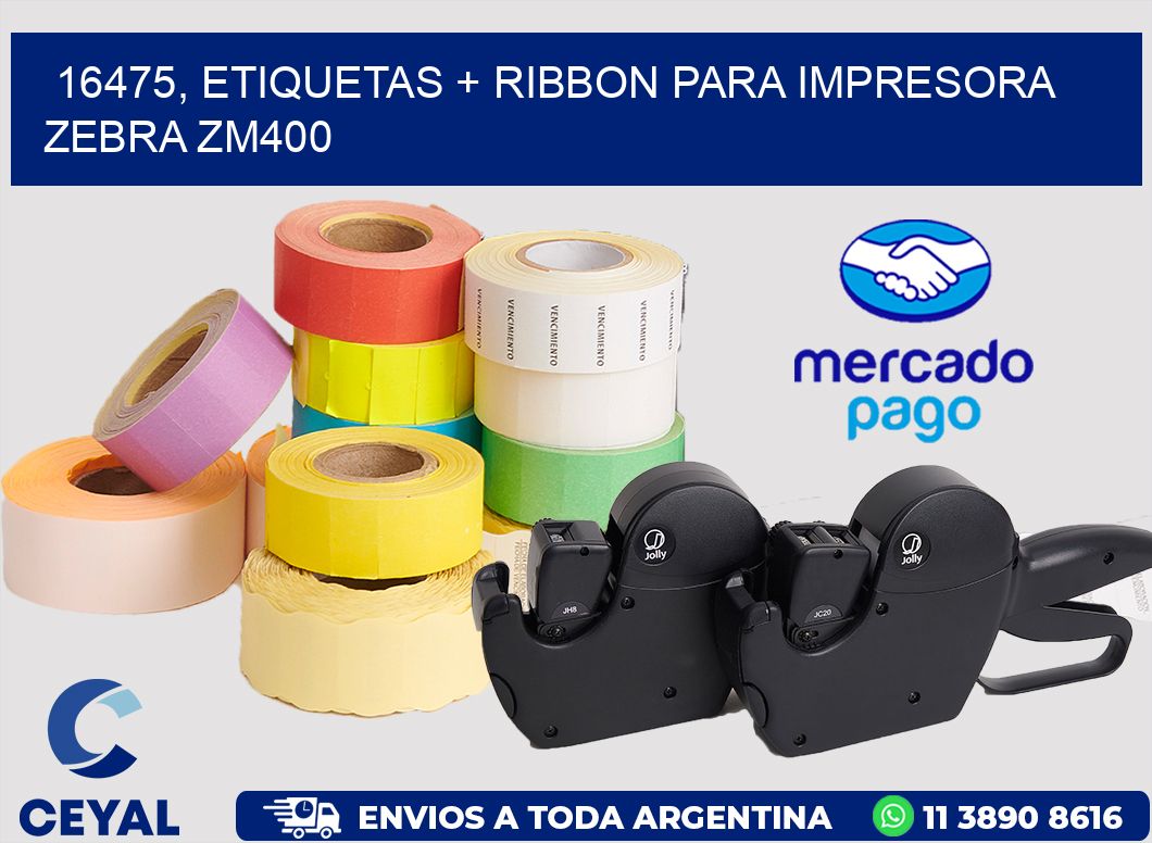16475, etiquetas + ribbon para impresora zebra ZM400