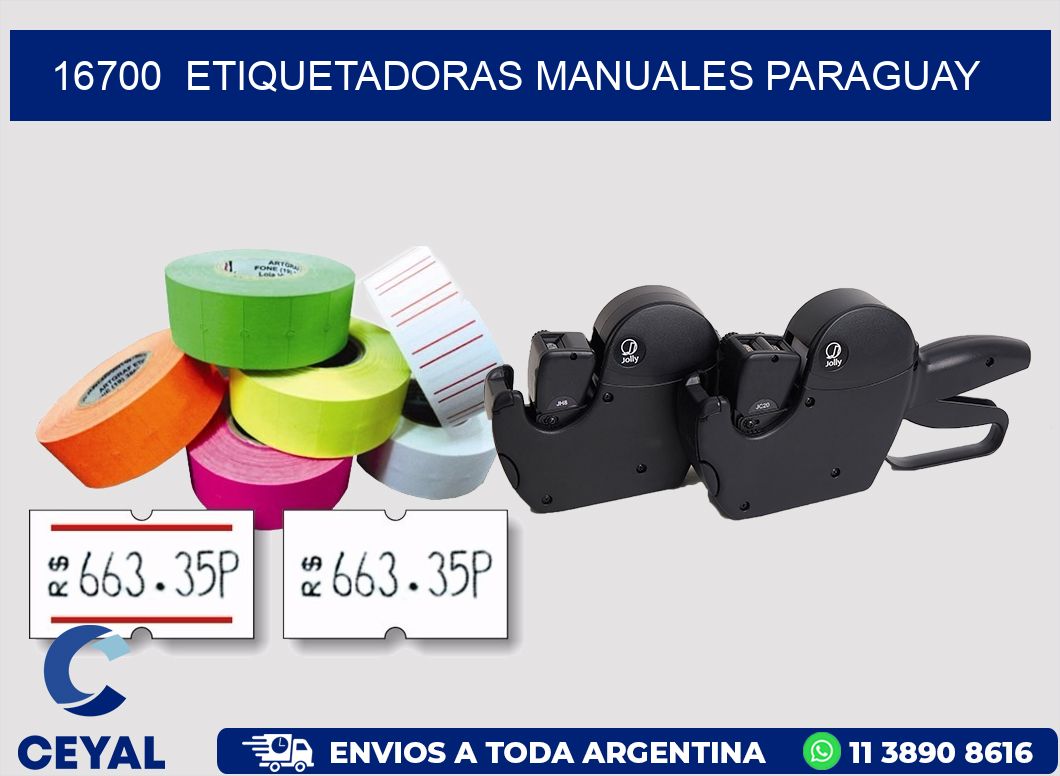 16700  ETIQUETADORAS MANUALES PARAGUAY