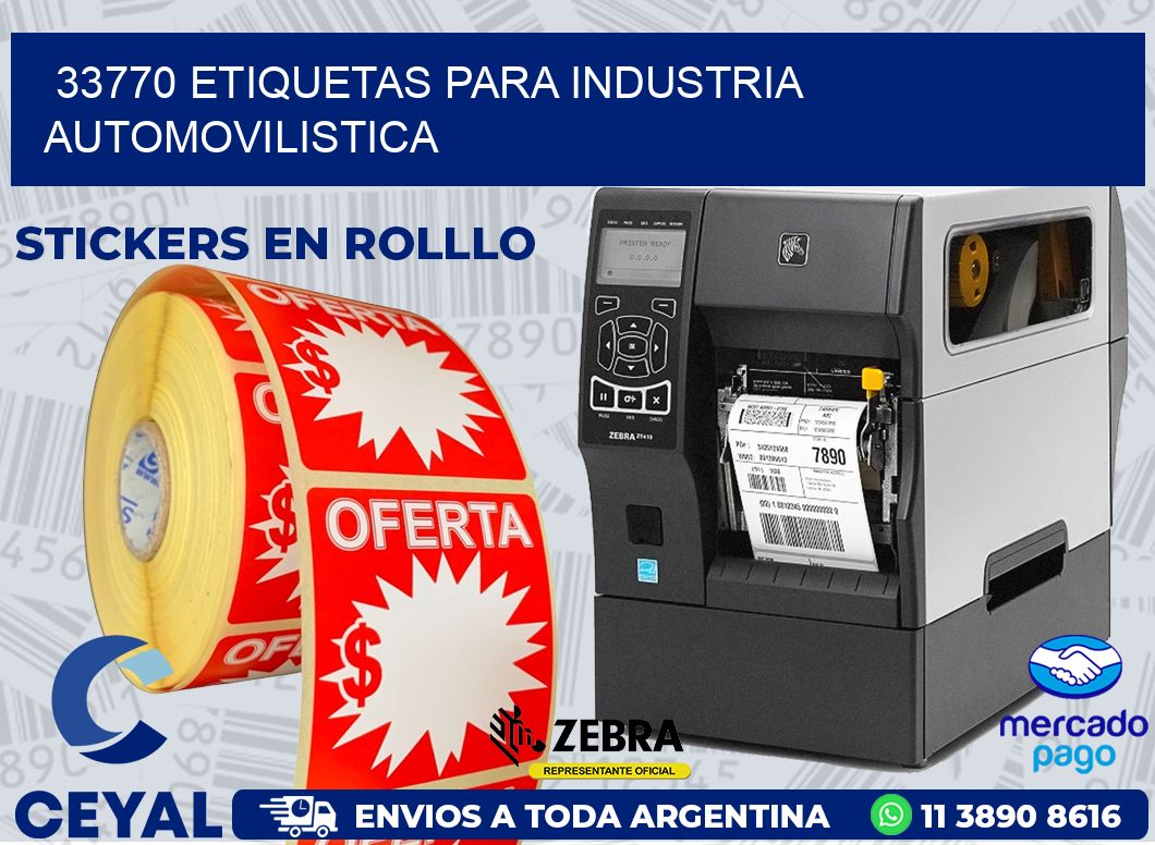 33770 ETIQUETAS PARA INDUSTRIA AUTOMOVILISTICA