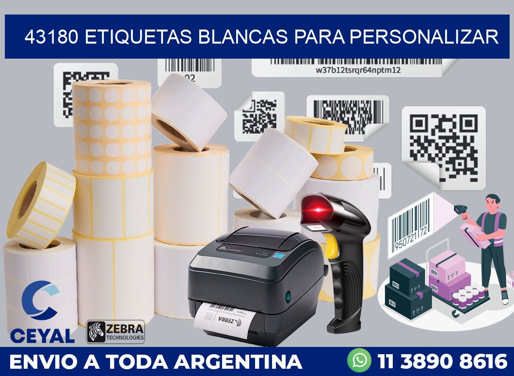 43180 ETIQUETAS BLANCAS PARA PERSONALIZAR
