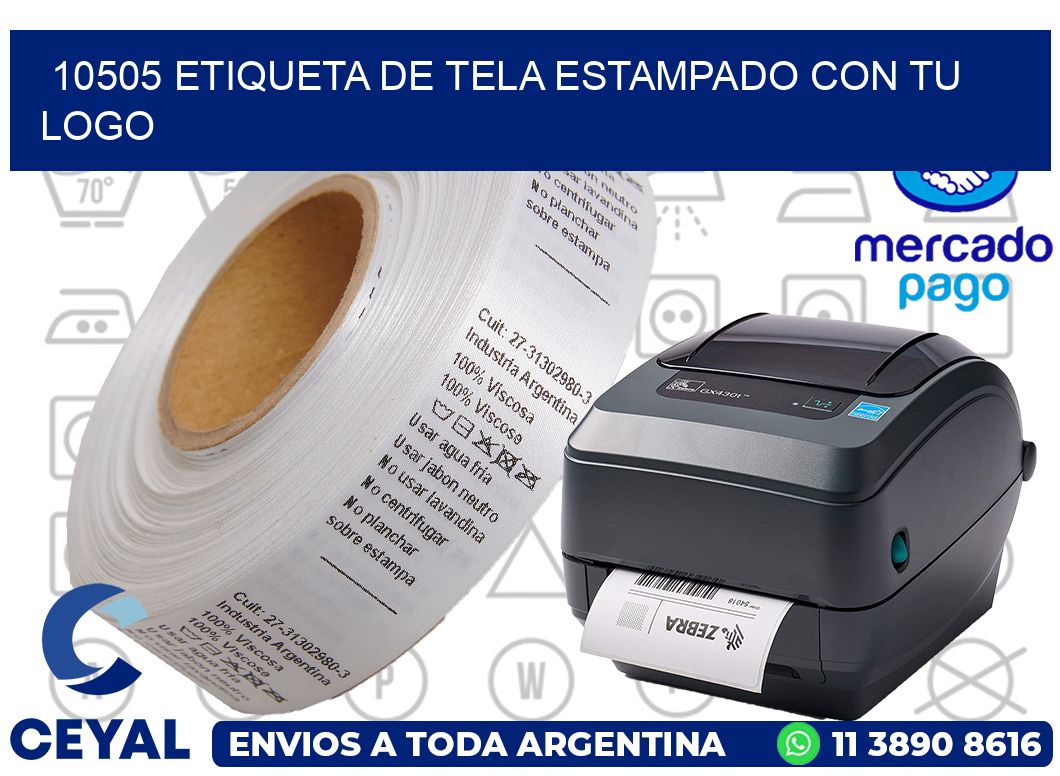 10505 ETIQUETA DE TELA ESTAMPADO CON TU LOGO