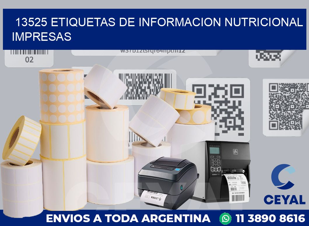 13525 ETIQUETAS DE INFORMACION NUTRICIONAL IMPRESAS