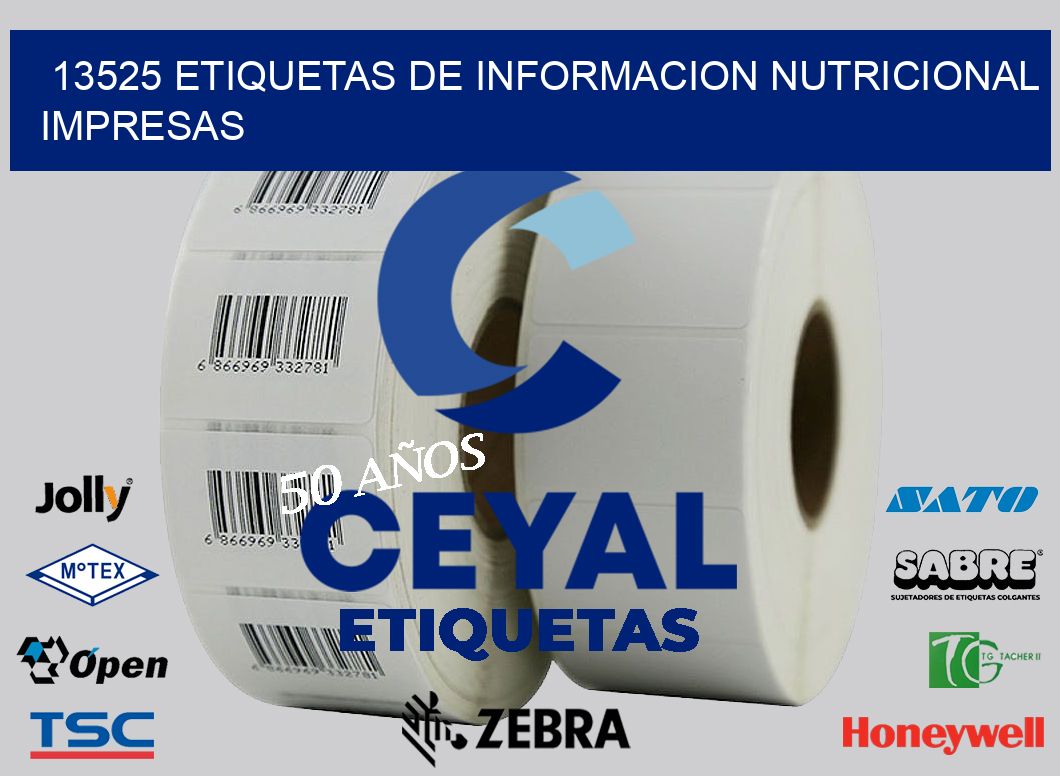 13525 ETIQUETAS DE INFORMACION NUTRICIONAL IMPRESAS