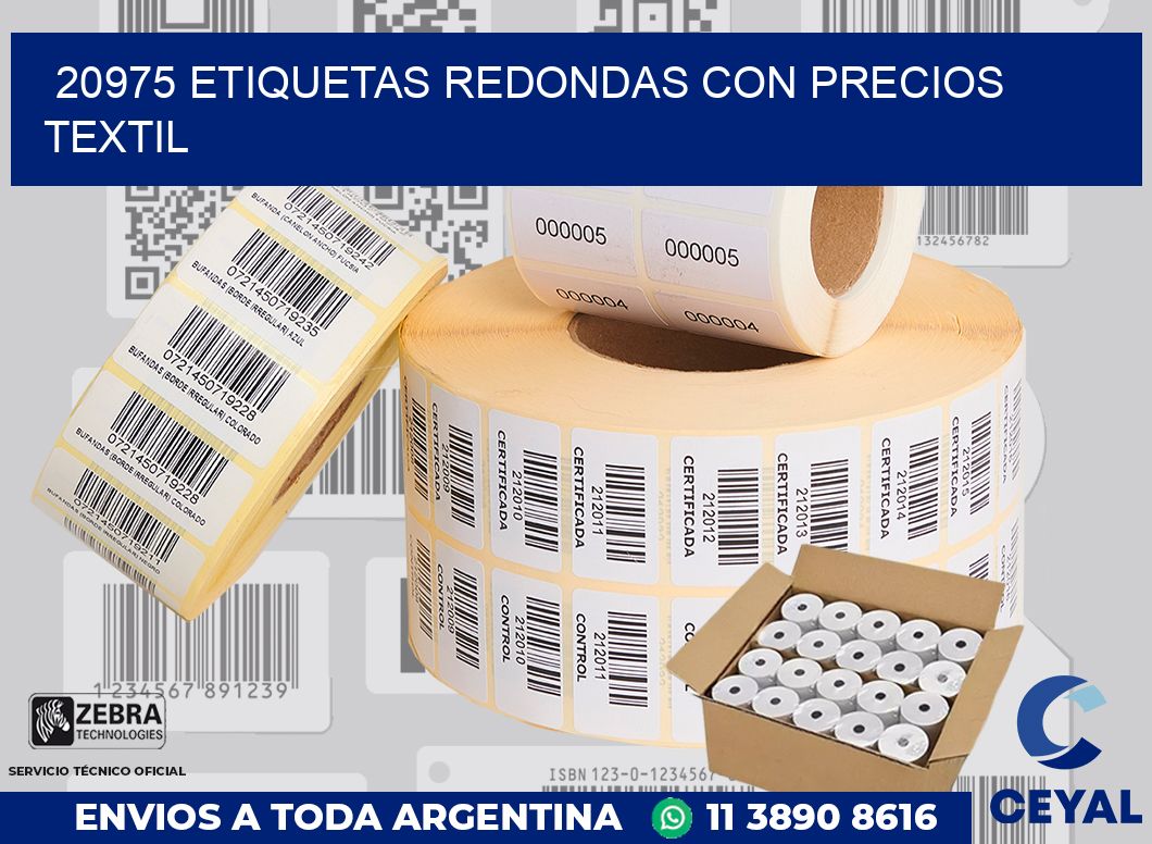 20975 ETIQUETAS REDONDAS CON PRECIOS TEXTIL