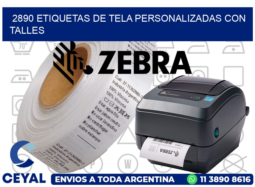 2890 ETIQUETAS DE TELA PERSONALIZADAS CON TALLES
