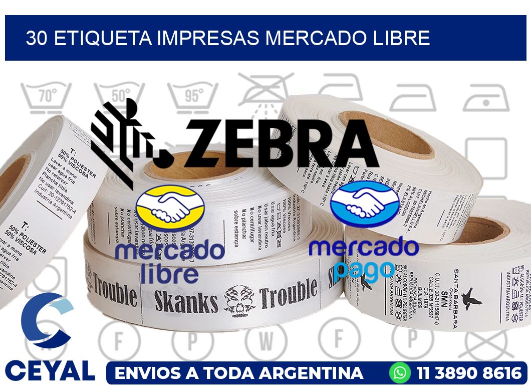 30 ETIQUETA IMPRESAS MERCADO LIBRE
