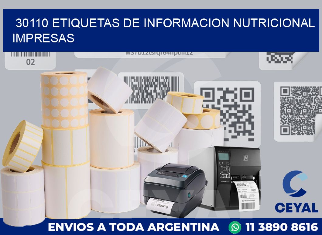 30110 ETIQUETAS DE INFORMACION NUTRICIONAL IMPRESAS