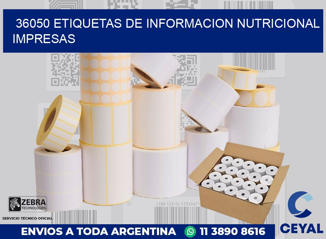 36050 ETIQUETAS DE INFORMACION NUTRICIONAL IMPRESAS