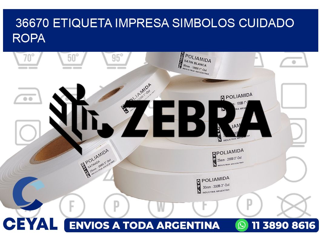 36670 ETIQUETA IMPRESA SIMBOLOS CUIDADO ROPA