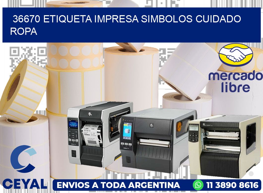 36670 ETIQUETA IMPRESA SIMBOLOS CUIDADO ROPA