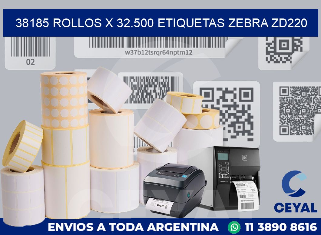 38185 Rollos x 32.500 etiquetas zebra zd220