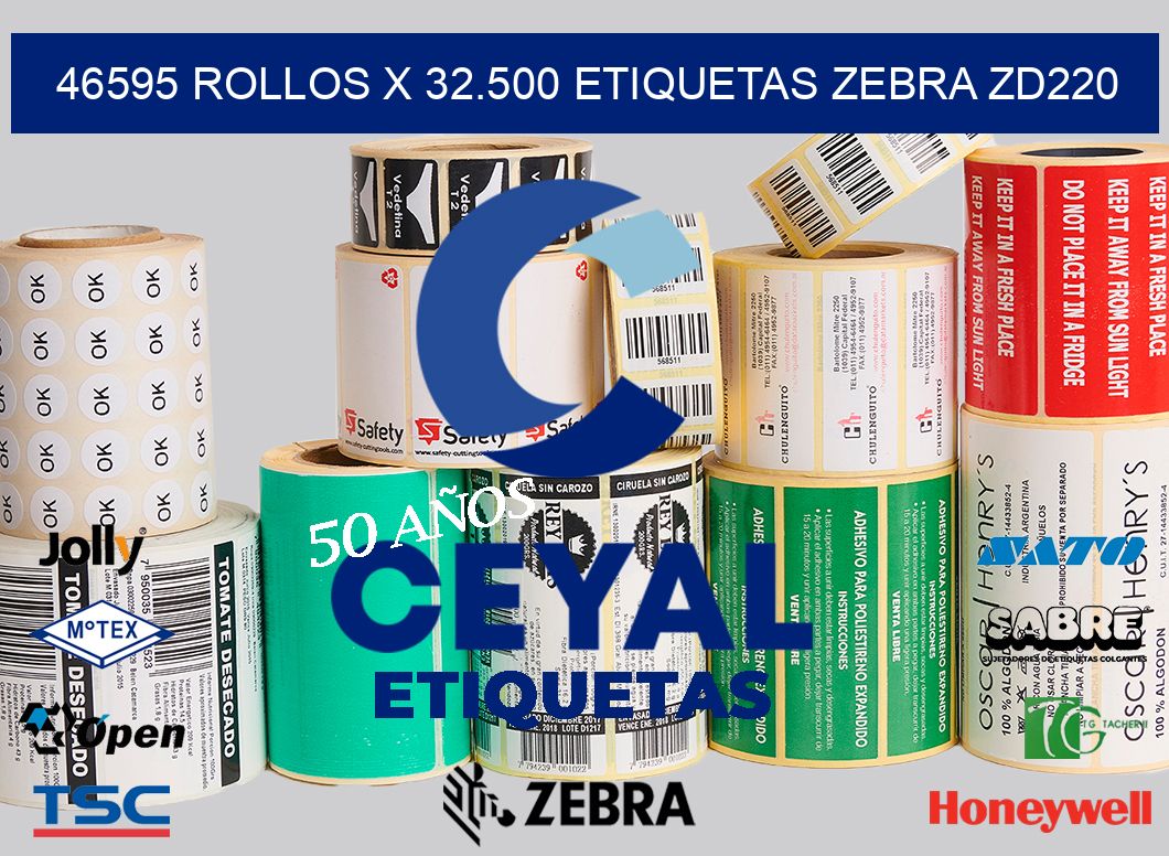 46595 Rollos x 32.500 etiquetas zebra zd220