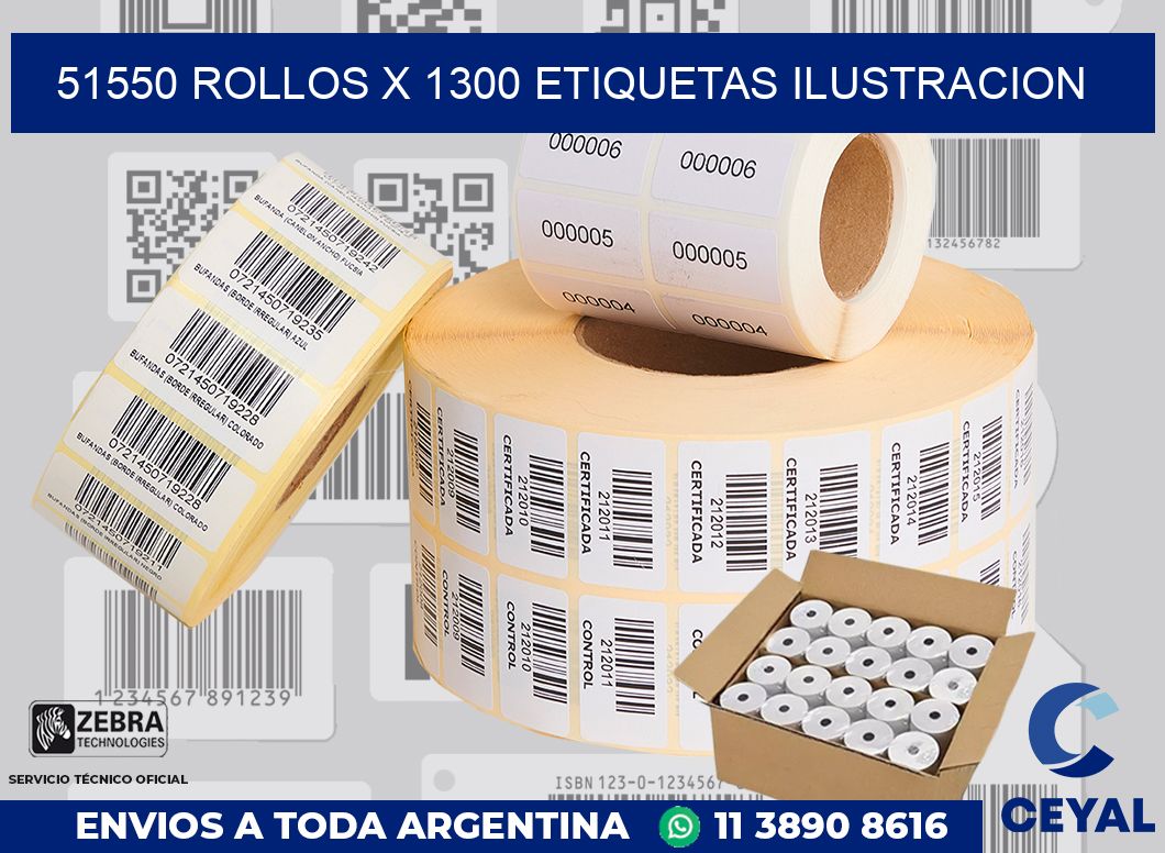 51550 Rollos x 1300 etiquetas ilustracion