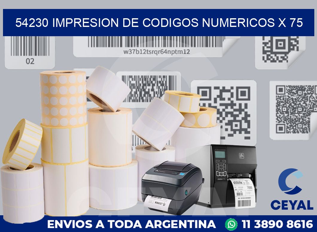 54230 impresion de codigos numericos x 75