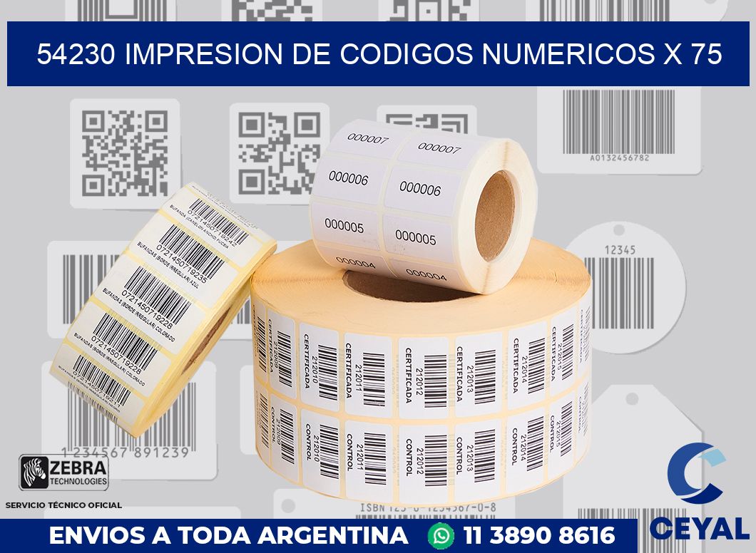 54230 impresion de codigos numericos x 75