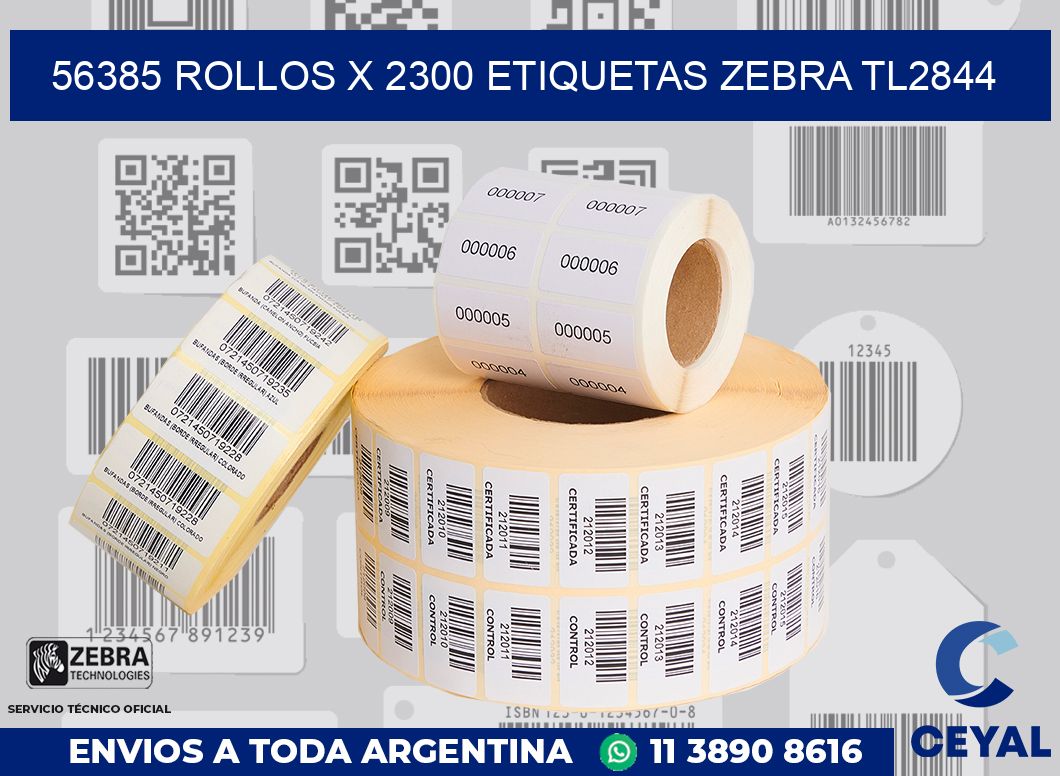 56385 Rollos x 2300 etiquetas zebra tl2844