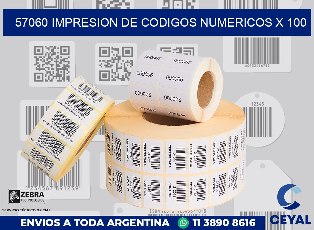57060 impresion de codigos numericos x 100
