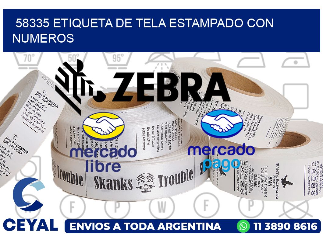 58335 ETIQUETA DE TELA ESTAMPADO CON NUMEROS